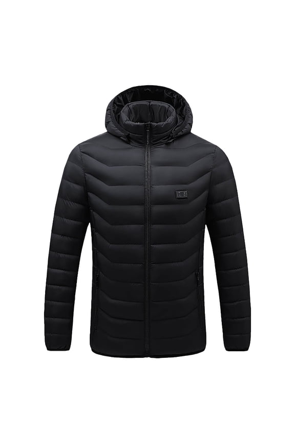 Unisex Heated Jacket Dual Control 17 Zone Electric Heated Jacket Lightweight Stand Collar Zipper Jackets Solid Winter Warm Coats?Battery Not Included Black B
