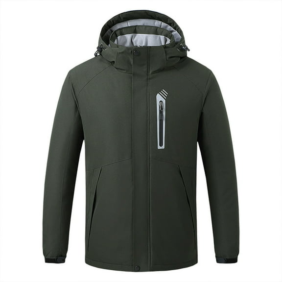 WREESH Unisex Heated Jacket Hooded Technical Jacket Full Zip Windproof Jackets Winter Warm Coats, Detachable Hat Design, 8 Heating Zone, Not Contain Battery Olive Green