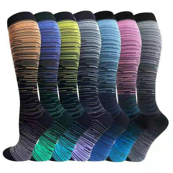 WREESH Unisex Knee High Socks Socks Men Color Pattern Gradation Colour Mixture Nylon Crew Socks Navy