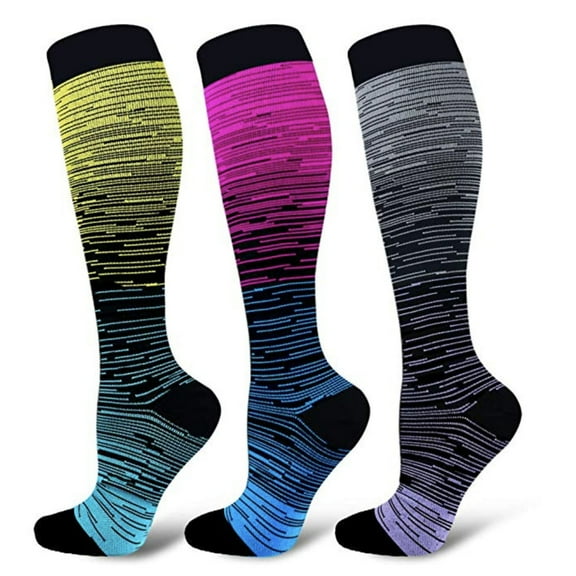 WREESH Unisex Knee High Socks Socks Men Color Pattern Gradation Colour Mixture Nylon Crew Socks Pink