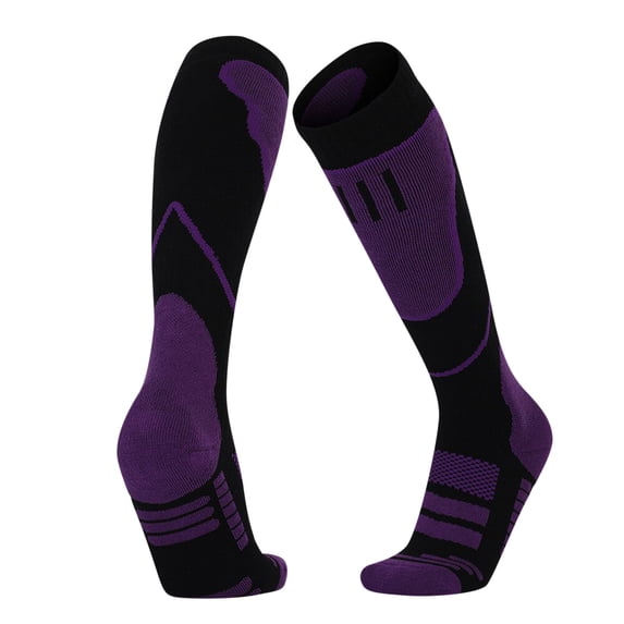 WREESH Unisex Knee High Socks Ski Socks Socks Men Adult High Tube Thickened Warm Ski Men And Winter Towel High Tube Outdoor Climbing Sports Purple