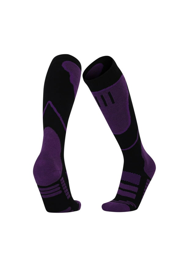 Unisex Knee High Socks Ski Socks Socks Men Adult High Tube Thickened Warm Ski Men And Winter Towel High Tube Outdoor Climbing Sports Purple