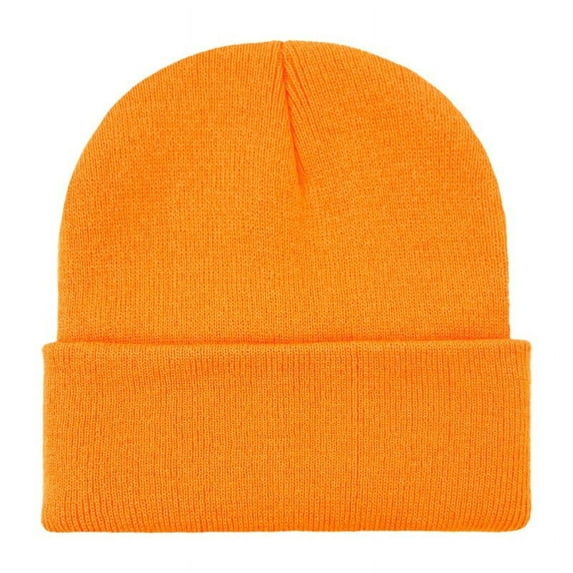 WREESH Unisex Knit Beanie Winter Hat Classic Solid Color Knitted Hat Cap for Women and Men Orange
