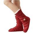 thumbnail image 1 of WREESH Unisex Long Socks Running Socks Winter Thick Slipper With Grippers Non Slip Warm Fuzzy Wine, 1 of 9