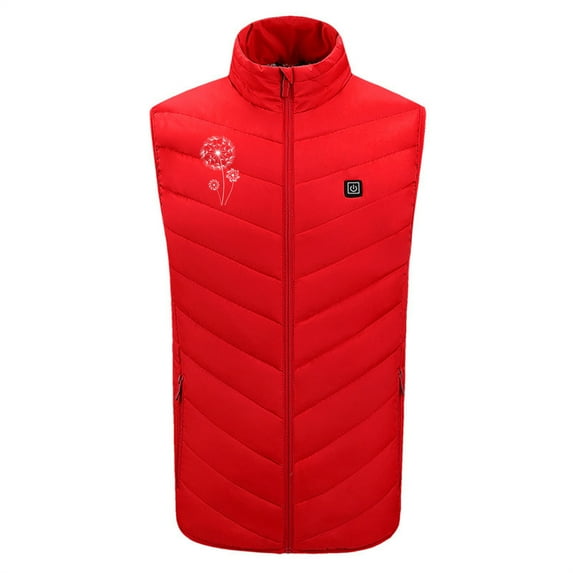 WREESH Unisex Plus Size Heated Vest Fashion Printed Vest Lightweight Stand Collar Vest Usb Intelligent Constant Temperature Control Electric Heating Jackets ?Battery Not Included Red D