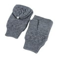 thumbnail image 1 of WREESH Unisex Pop-Top Winter Knitted Gloves Half Fingered Solid Color Flip Warm Finger Gloves Gray, 1 of 2