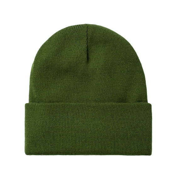 WREESH Unisex Satin Lined Beanie Men and Women Winter Warm Knitted Cuffed Silk Lined Slouchy Skull Cap Olive Green