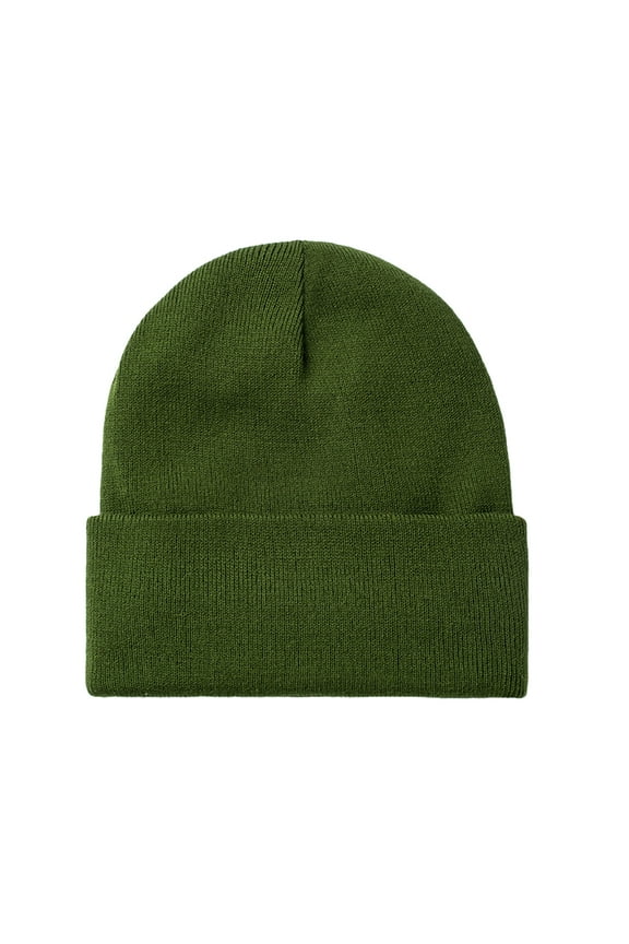 Unisex Satin Lined Beanie Men and Women Winter Warm Knitted Cuffed Silk Lined Slouchy Skull Cap Olive Green
