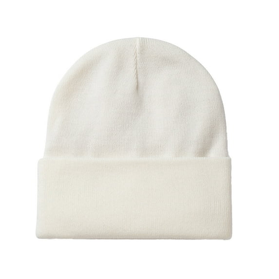 WREESH Unisex Satin Lined Beanie Men and Women Winter Warm Knitted Cuffed Silk Lined Slouchy Skull Cap White
