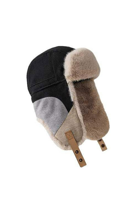 Unisex Trapper Hat Men's and Women's Cycling Winter Warm Windproof Fleece Insulated Hat Black