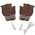 thumbnail image 1 of WREESH Unisex Usb Heated Winter Gloves Fashion Cold Warm Heating Windproof Half Bare Finger Knit Gloves for Men and Women Khaki, 1 of 7