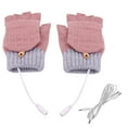 thumbnail image 1 of WREESH Unisex Usb Heated Winter Gloves Fashion Cold Warm Heating Windproof Half Bare Finger Knit Gloves for Men and Women Pink, 1 of 6