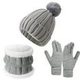 thumbnail image 1 of WREESH Winter Knitted Warm Gloves, Hats, and Scarves Set Thick Velvet, Three Piece Suit With Beanie and Neck Warmers Gray, 1 of 4