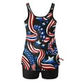 thumbnail image 1 of WREESH Women 4th of July Tankini Swimsuit High-Waisted Swimsuit Summer Fashion Beachwear Two Piece Bathing Suit Red, 1 of 6