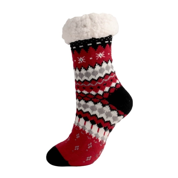 WREESH Women Fashion Christmas Stockings Long Socks Running Socks Winter Super Soft Warm Cozy Fuzzy Fleece-Lined Grippers Slipper Socks A