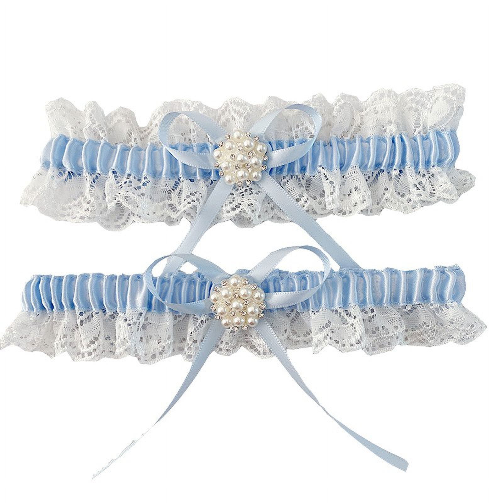 WREESH Women Fashion Garters for Bride White Garters for Bride 2 Piece