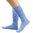 thumbnail image 1 of WREESH Women Fashion Long Socks Running Socks Solid Color Warm Stockings From The 1980S To 1990S, Super Long Tight Knit Pile Socks Blue, 1 of 5