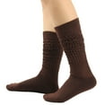 thumbnail image 1 of WREESH Women Fashion Long Socks Running Socks Solid Color Warm Stockings From The 1980S To 1990S, Super Long Tight Knit Pile Socks Coffee, 1 of 4