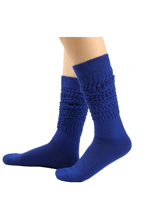 Women Fashion Long Socks Running Socks Solid Color Warm Stockings From The 1980S To 1990S, Super Long Tight Knit Pile Socks Dark Blue