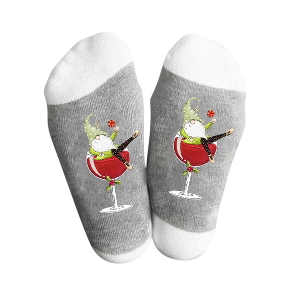 WREESH Women Fashion Long Socks Running Socks Winter Cotton Socks For Men And Personalized Red Wine Cup Casual Mid Tube Socks Ins Colored Breathable Socks D