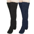 thumbnail image 1 of WREESH Women Fashion Thigh High Socks Over Knee Stockings 2 Pairs High Fuzzy Socks Over Knee Winter Leg Warmers Plush Slipper Socks For Christmas Home Sleeping Navy, 1 of 4