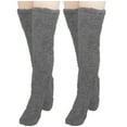 thumbnail image 1 of WREESH Women Fashion Thigh High Socks Over Knee Stockings 2 Pairs High Fuzzy Socks Over Knee Winter Leg Warmers Plush Slipper Socks For Christmas Home Sleeping Dark Gray, 1 of 4