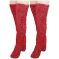 thumbnail image 1 of WREESH Women Fashion Thigh High Socks Over Knee Stockings High Fuzzy Socks Over Knee Winter Leg Warmers Plush Slipper Socks For Christmas Home Sleeping 2 Pairs Socks Red, 1 of 6