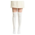 thumbnail image 1 of WREESH Women Fashion Thigh High Socks Over Knee Stockings Gifts Solid Knee-High Socks Casual Winter Warm Soft Lengthened Socks White, 1 of 4