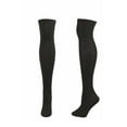 thumbnail image 1 of WREESH Women Fashion Thigh High Socks Over Knee Stockings Winter Striped Solid Color Cotton Knit Over-The-Knee Stockings Black, 1 of 4