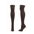 thumbnail image 1 of WREESH Women Fashion Thigh High Socks Over Knee Stockings Winter Striped Solid Color Cotton Knit Over-The-Knee Stockings Coffee, 1 of 4