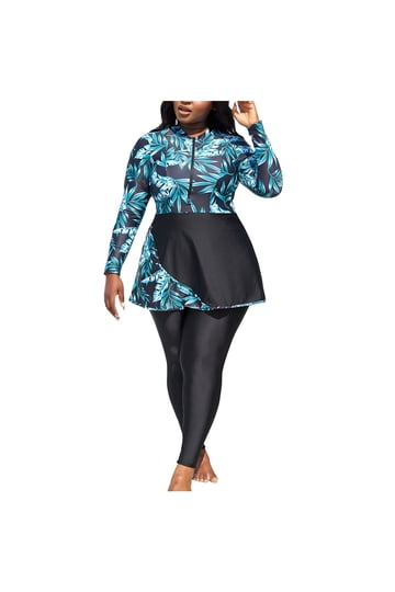 long sleeve swim dress plus size Cagola Long Sleeve Swimsuits for Women UPF 50+ Swim Dress Swimwear One Piece Bathing Suit with Skirts Rash Guard Over 50 Black X-Small at Amazon Women's Clothing store
