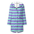 thumbnail image 1 of WREESH Women'S Windproof Hooded Rain Coats Plus Size Stripe Print Jackets Fleece-Lined Warm Winter Coats Travel Jackets Outwear Blue, 1 of 4