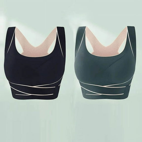 WREESH Women's 2 Pack Racerback Sports Bras High Impact Workout Bra Padded Longline Wireless Bras Side Buckle Yoga Underwear Crop Tank Tops Black