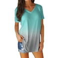 thumbnail image 1 of WREESH Women's 2025 Summer T-Shirts Fashion Casual Short Sleeve Camis with Gradient V-Neck Mint Green, 1 of 5