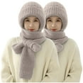 thumbnail image 1 of WREESH Women's 2Pc Windproof Beanie Integrated Ear Protection Cap Scarf 2 In 1, Warm Knitted Hat With Thickening Scarf Multicolor, 1 of 4