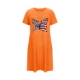 thumbnail image 1 of WREESH Women's 4th of July Nightgown Oversized Short Style Chest Print Crew Neck T-Shirt Dresses Orange, 1 of 7