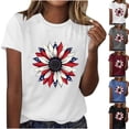 thumbnail image 1 of WREESH Women's 4th of July Sunflower T-Shirt Fashion Short Sleeve Blouse Crew Neck Summer Casual Style Gray, 1 of 4