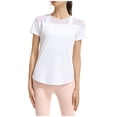 thumbnail image 1 of WREESH Women's Athletic Workout Shirts Solid Round Neck Quick-Drying Short Sleeve Gym T-Shirts White, 1 of 5