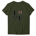 thumbnail image 1 of WREESH Women's Baseball Graphic Tee Round Neck Short Sleeve Fashion Print Top Olive Green, 1 of 4