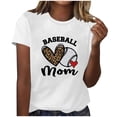 thumbnail image 1 of WREESH Women's Baseball Heart T-Shirts Short Sleeve Round Neck Graphic Tops White, 1 of 4