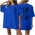 thumbnail image 1 of WREESH Women's Baseball Mom Shirt Front and Back Printed Round Neck Short Sleeve T-Shirt Blue, 1 of 5