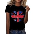 thumbnail image 1 of WREESH Women's Bleached Graphic Tee: Fashionable Independence Day Short Sleeve Top T-Shirts Black, 1 of 4