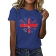 thumbnail image 1 of WREESH Women's Bleached Graphic Tee: Fashionable Independence Day Short Sleeve Top T-Shirts Navy, 1 of 4