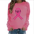 thumbnail image 1 of WREESH Women's Breast Cancer Awareness Sweatshirt Hand Pink Ribbon Graphic Long Sleeve Casual Top Hot Pink, 1 of 5