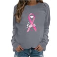thumbnail image 1 of WREESH Women's Breast Cancer Awareness Sweatshirt Long Sleeve Love Letter Graphic Casual Top Gray, 1 of 5