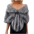 thumbnail image 1 of WREESH Women's Bridal Wedding Faux Shawl Stole Wrap, Elegant Winter Warm and Comfortable Scarf Dark Gray, 1 of 6