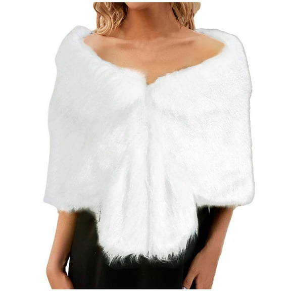WREESH Women's Bridal Wedding Faux Shawl Stole Wrap, Elegant Winter Warm and Comfortable Scarf White