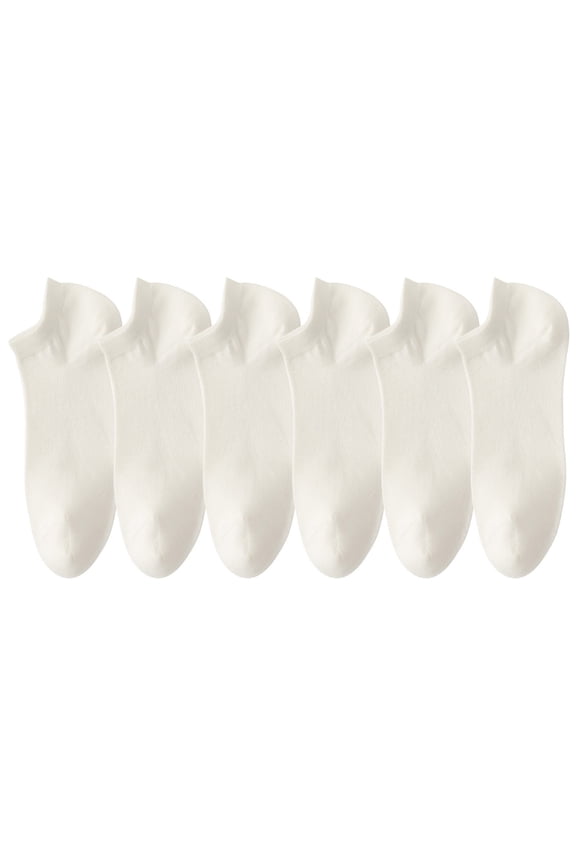 Women's Casual 6 Pairs Mesh Ventilation Non-Slip Liner Footies Socks, Thin Lightweight Ankle Socks White