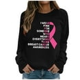 thumbnail image 1 of WREESH Women's Casual Breast Cancer Awareness Sweatshirt Crewneck Pullover Pink Ribbon Letter Shirts Black, 1 of 5