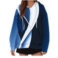 thumbnail image 1 of WREESH Women's Casual Printed Hoodie Oversized Long Sleeve Loose Fit Sweatshirt Drawstring Hooded Pullover with Pocket Blue, 1 of 5